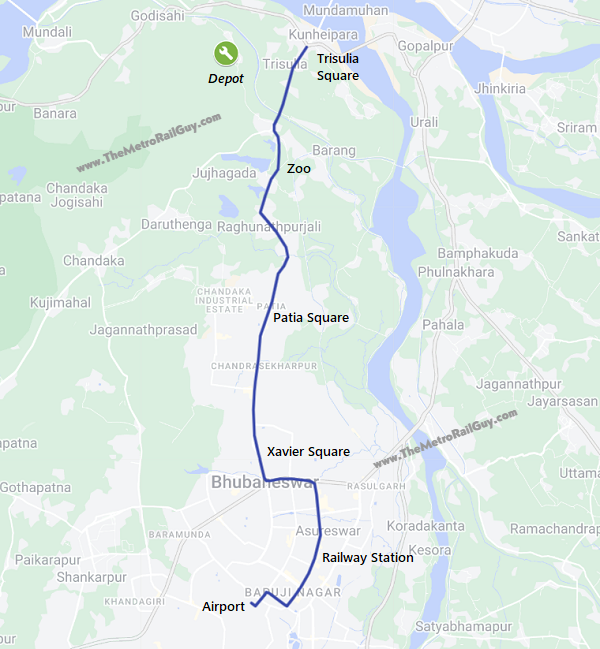 Bhubaneswar Metro Route Alignment